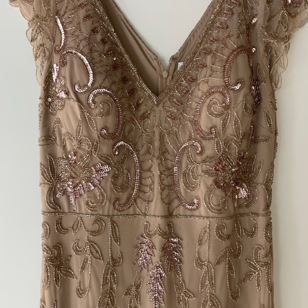Adrianna Papell beaded Champagne Dress - Picture 3 of 4